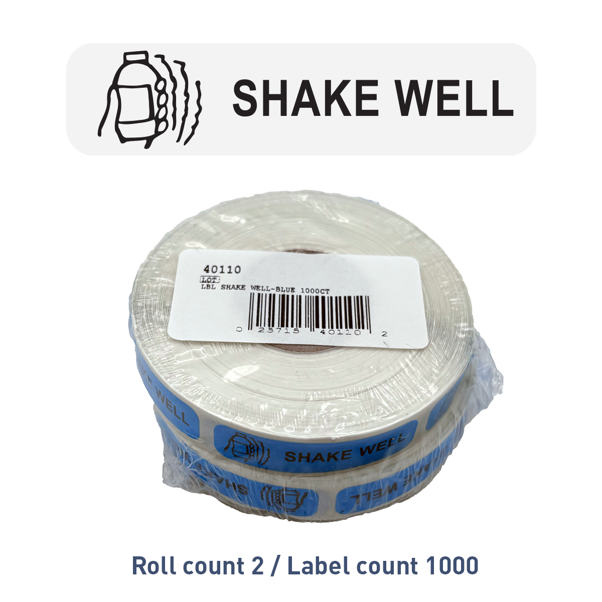 "SHAKE WELL" Label