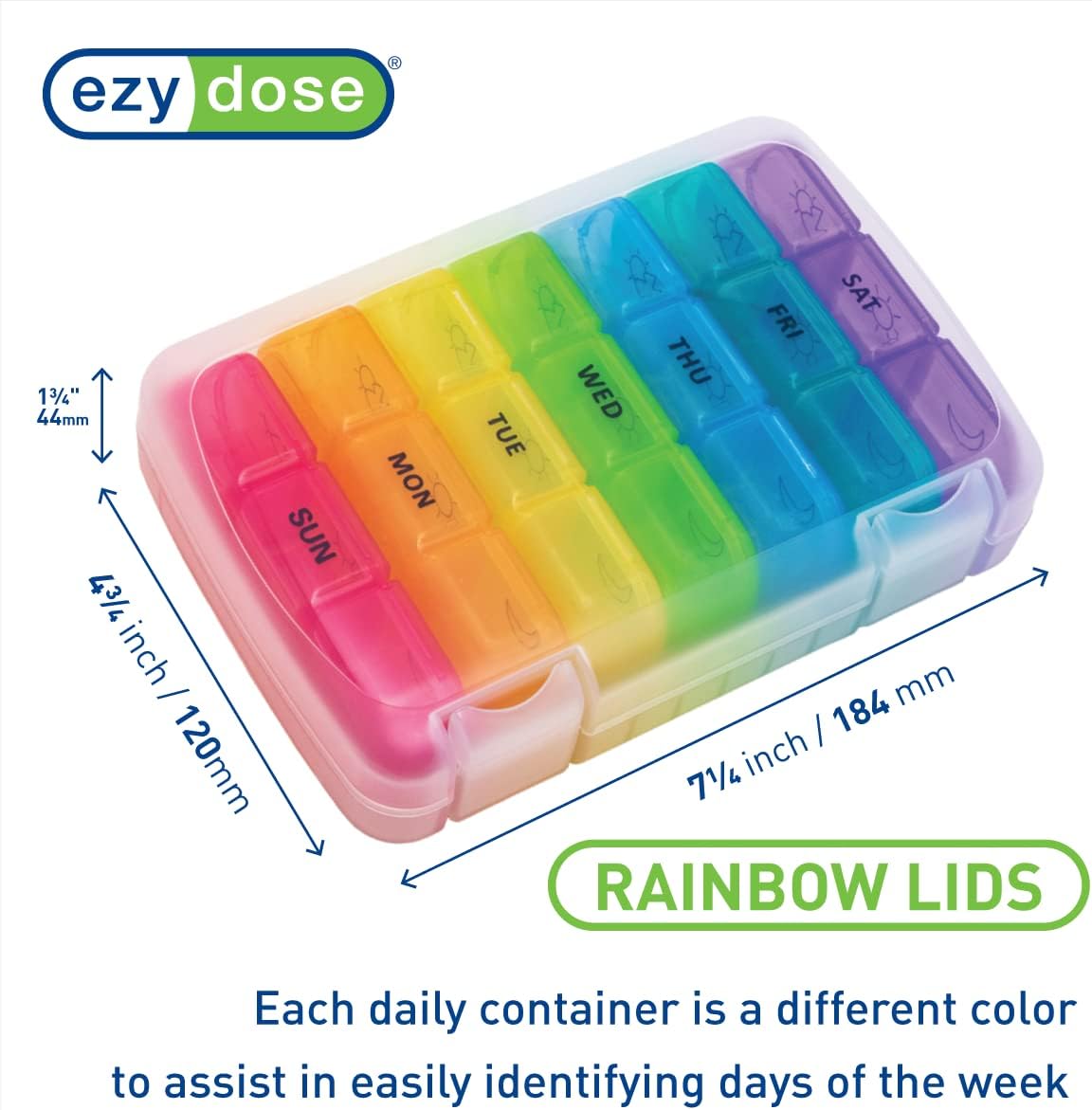 Ezy Dose® Weekly 3x/Day Pill Planner with Case, Assorted Colors