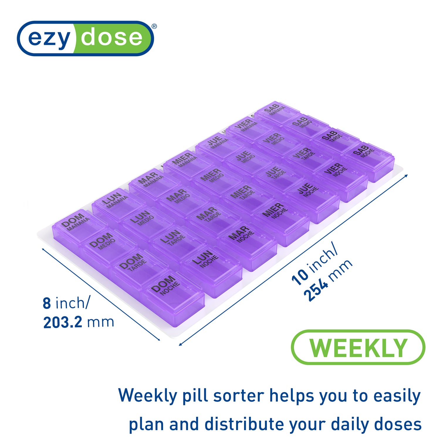 Ezy Dose® Medtime Planner® / Pastillero, Medium *SPANISH*