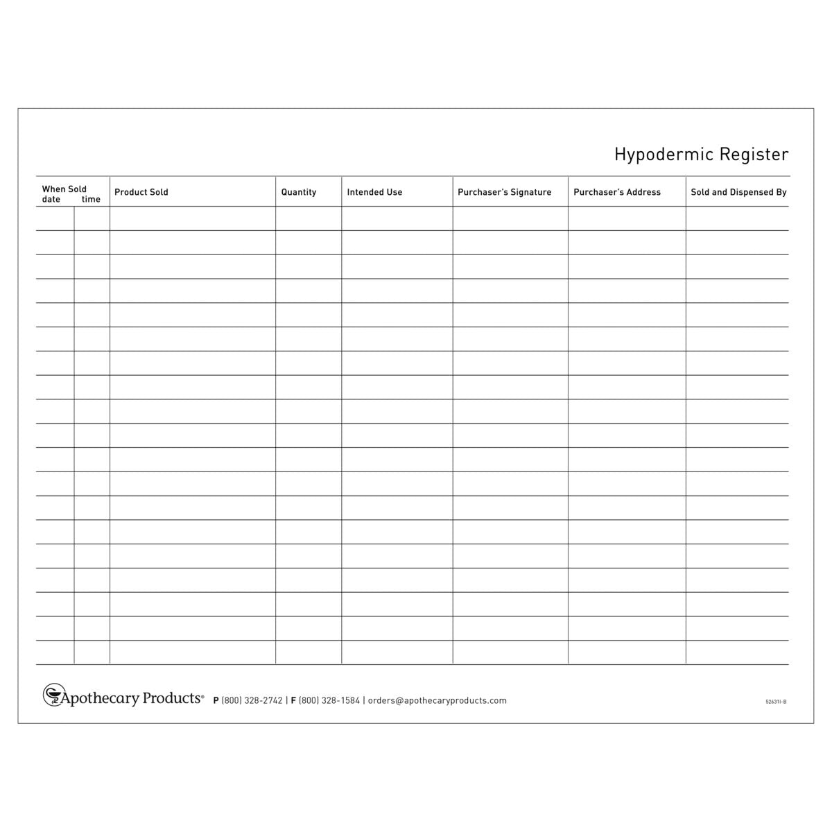 Hypodermic &amp; Needle Register