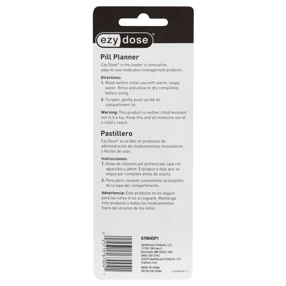 Ezy Dose® Weekly Classic Pill Planner (Small) *SPANISH*