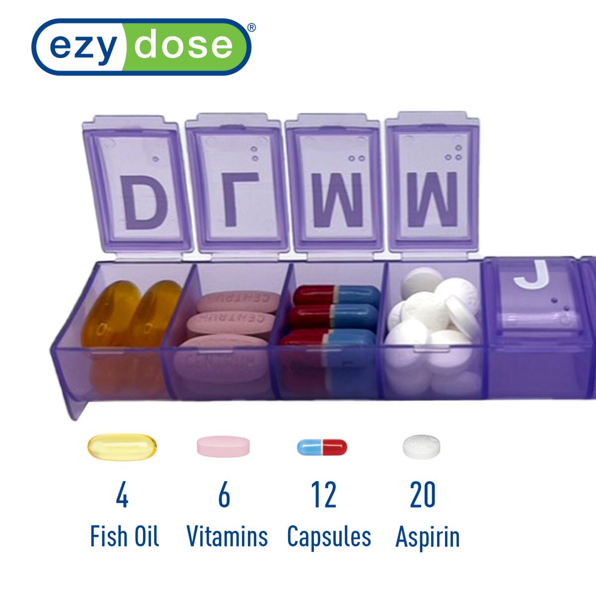 Ezy Dose® Large Weekly Contoured Pill Planner *SPANISH*