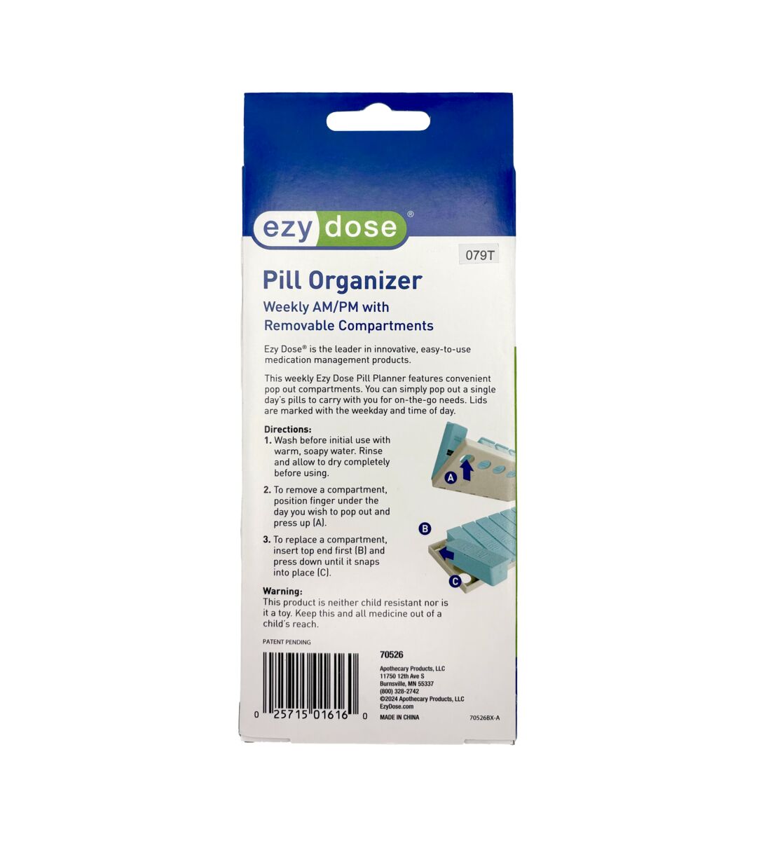 Ezy Dose® Weekly AM/PM Matte Embossed Pill Organizer