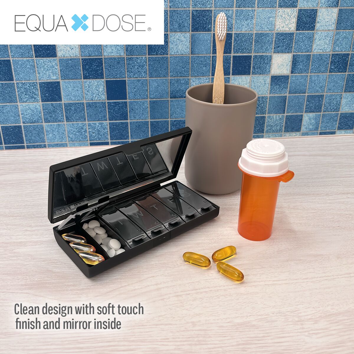 Equadose® Mirrored Travel Pill Case
