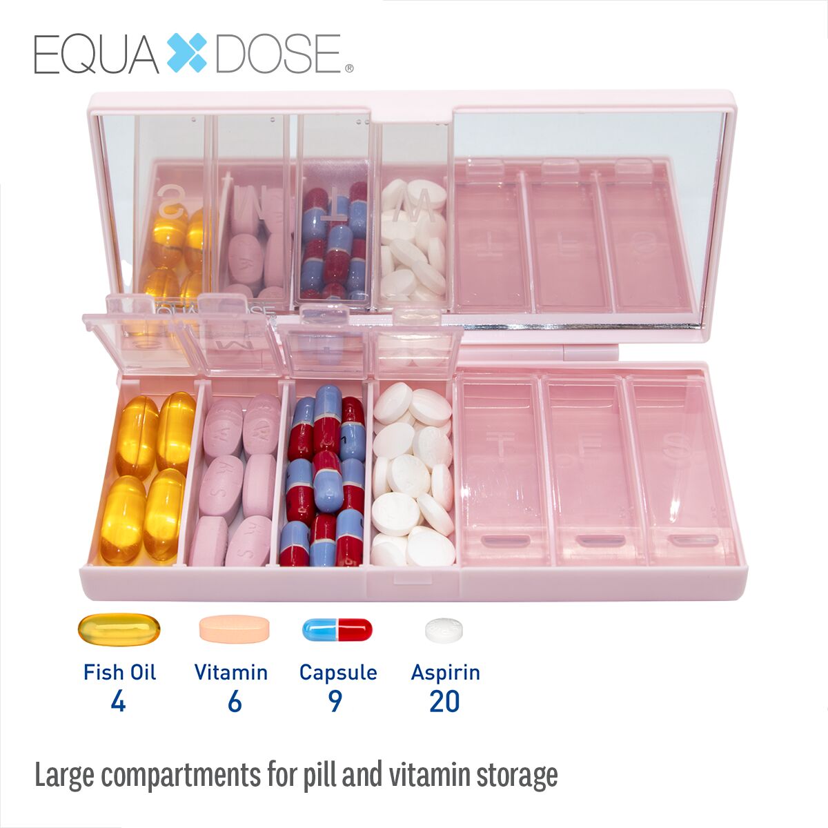 Equadose® Mirrored Travel Pill Case