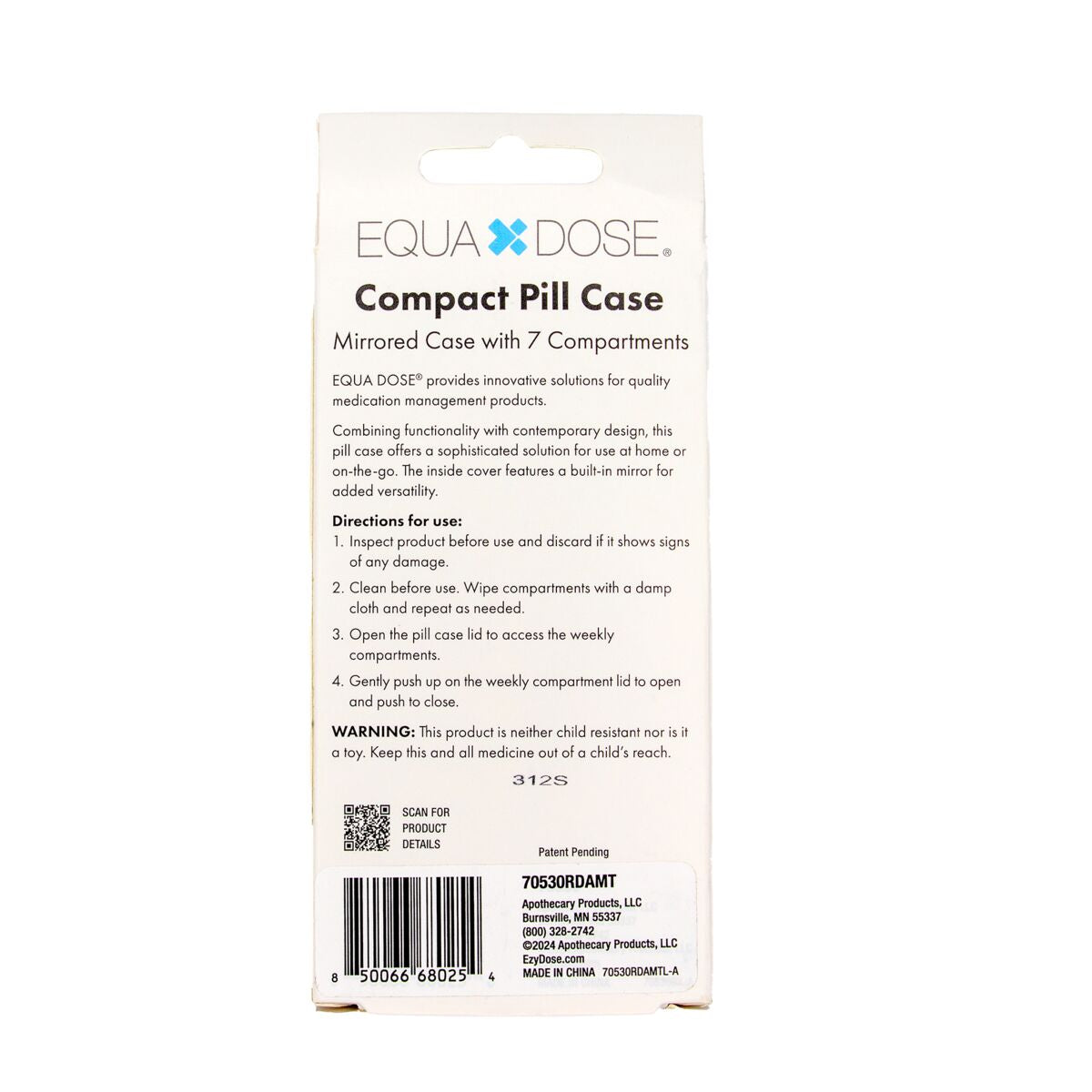Equadose® Mirrored Travel Pill Case