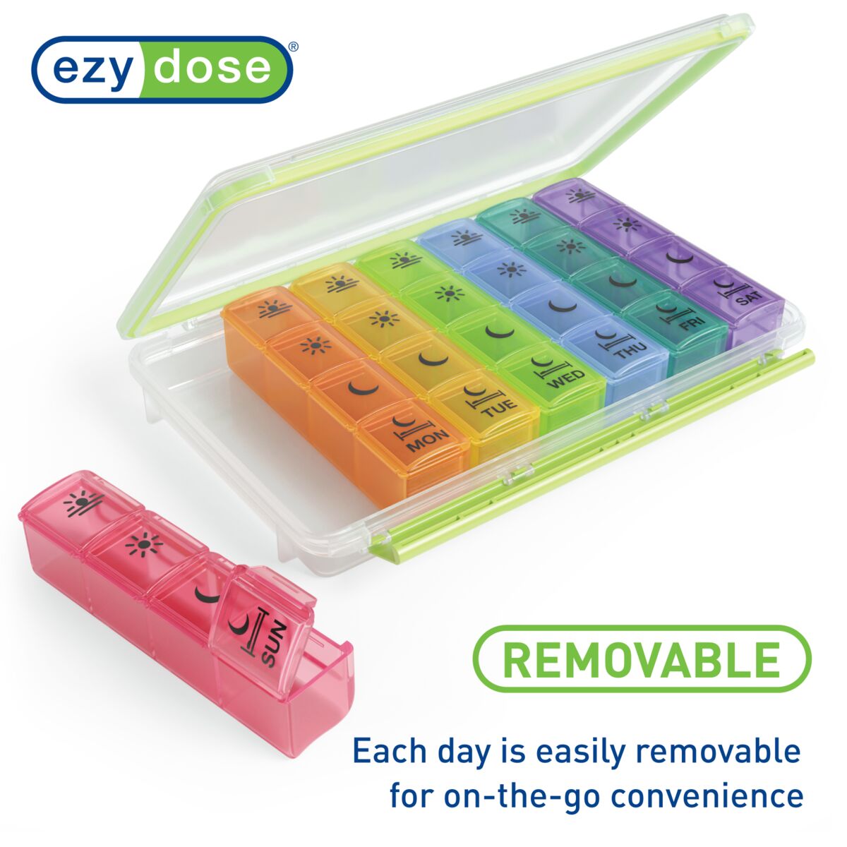 Ezy Dose® Weekly 4x/Day Pill Planner, Rainbow