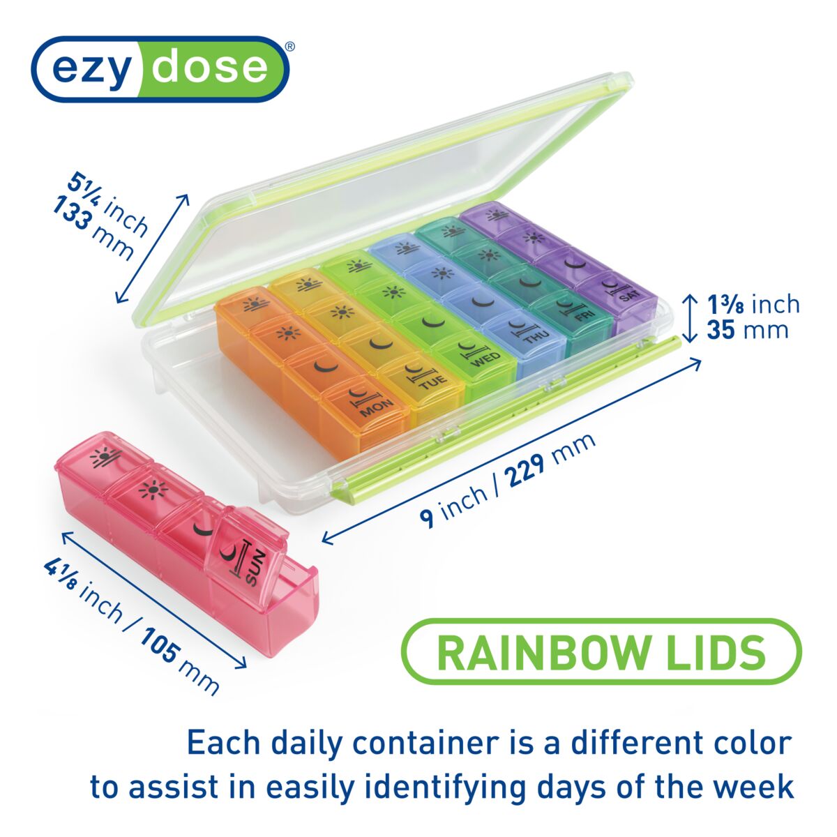 Ezy Dose® Weekly 4x/Day Pill Planner, Rainbow