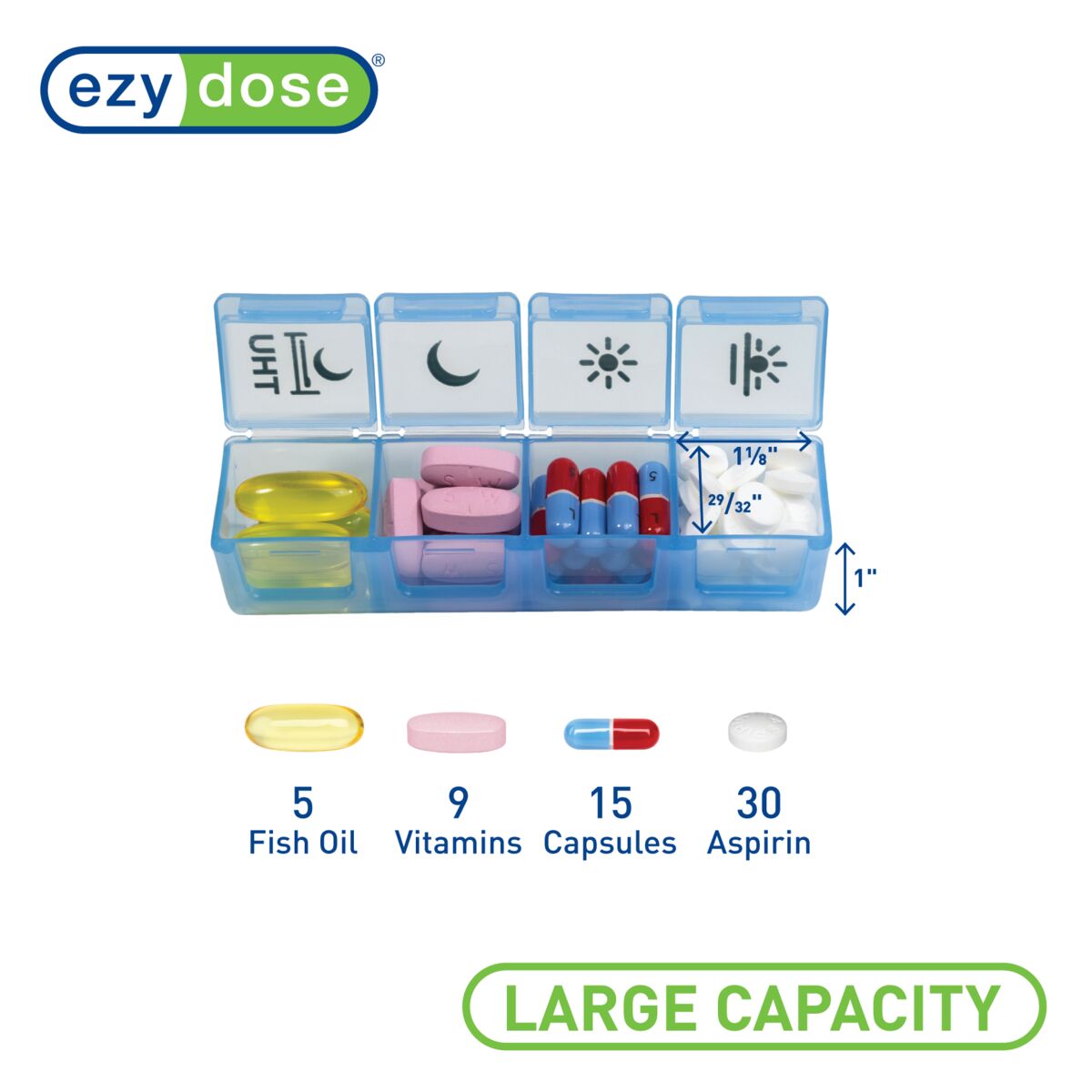 Ezy Dose® Weekly 4x/Day Pill Planner, Rainbow