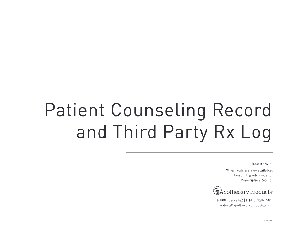 Patient Counseling Record & Third-Party Rx Log