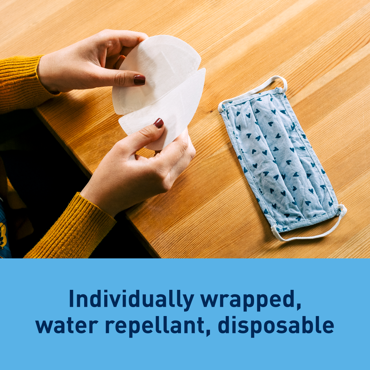 disposable mask liners are individually wrapped and disposable