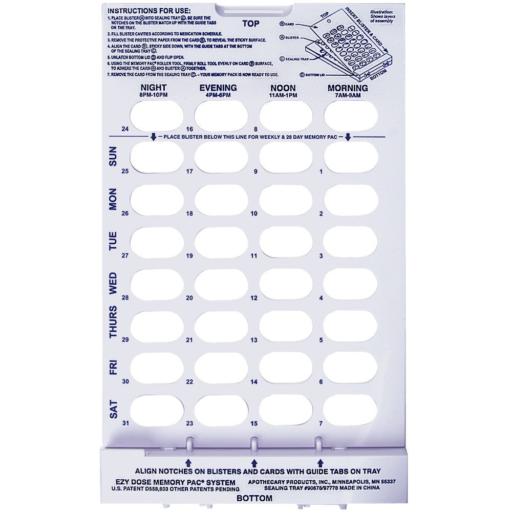 Cold Seal Blister Card Tray 28/31-day tray | Apothecary Products