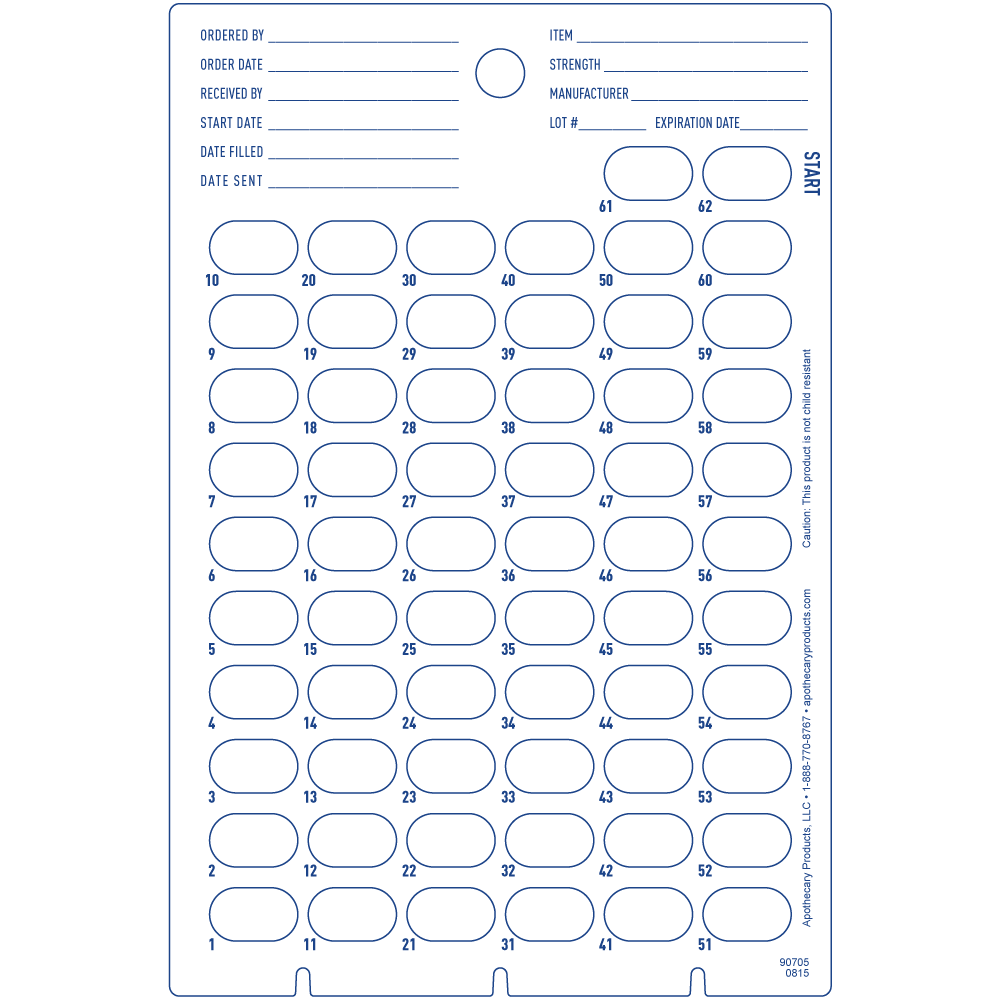 Cold Seal Card 62-dose back | Apothecary Products