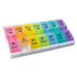 Rainbow push button weekly pill organizer, 2 times a day, am/pm pill organizer