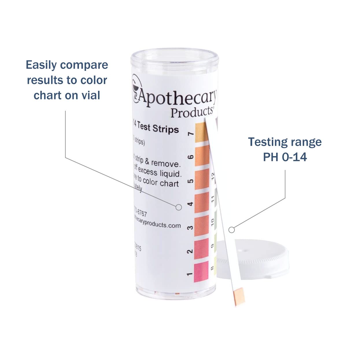 Universal pH Paper helps you easily compare results to color chart on vial