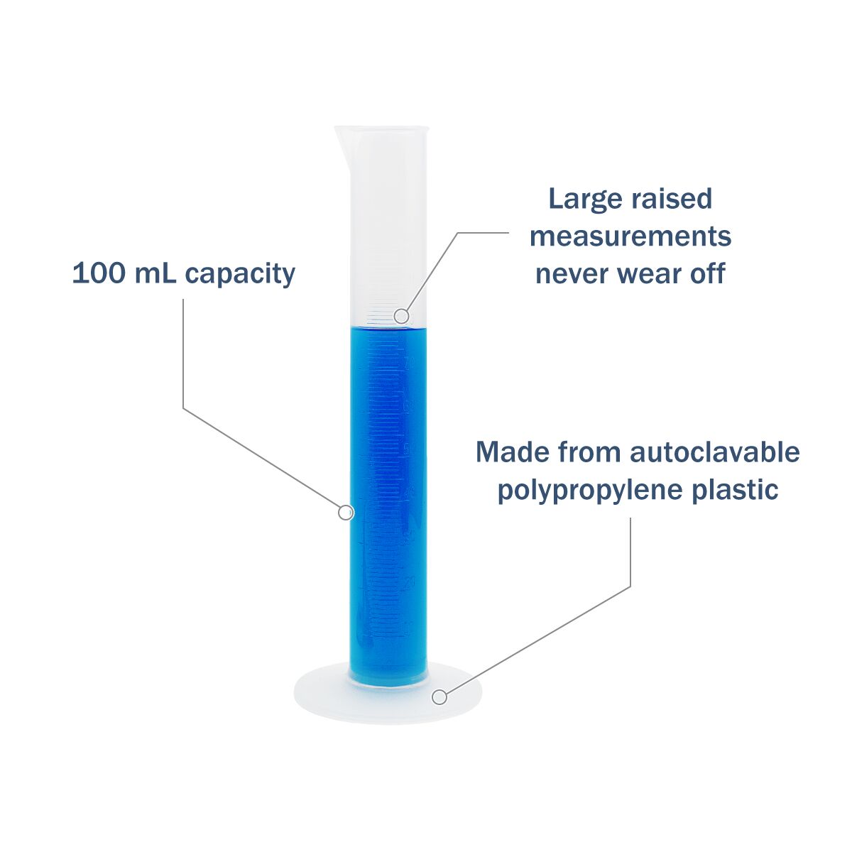 Autoclavable Graduated Cylinder (100 ml) features