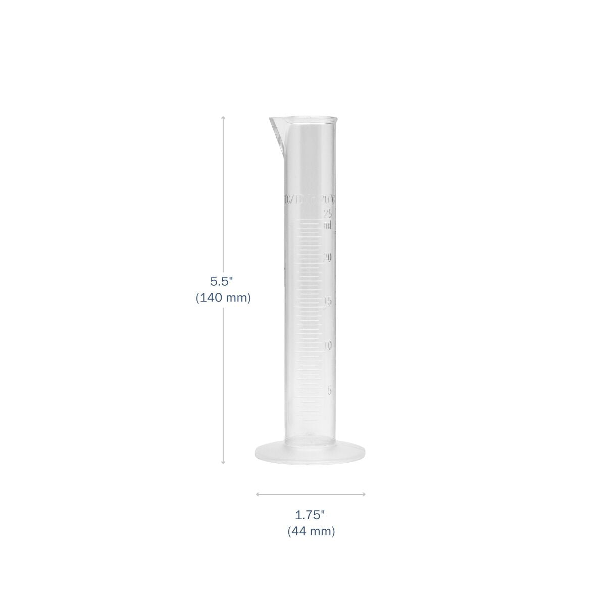 Transparent & Autoclavable Graduated Cylinder 50 mL dimensions