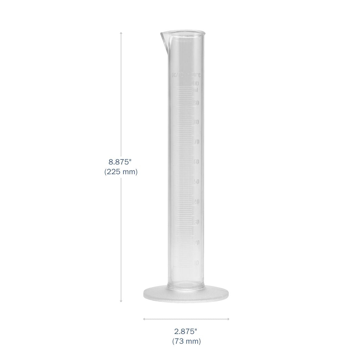 Transparent & Autoclavable Graduated Cylinder 250 mL dimensions