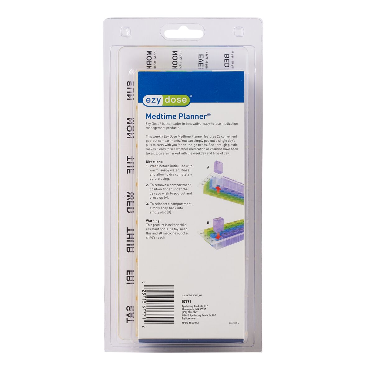back packaging ezy dose 4 times a day pill planner