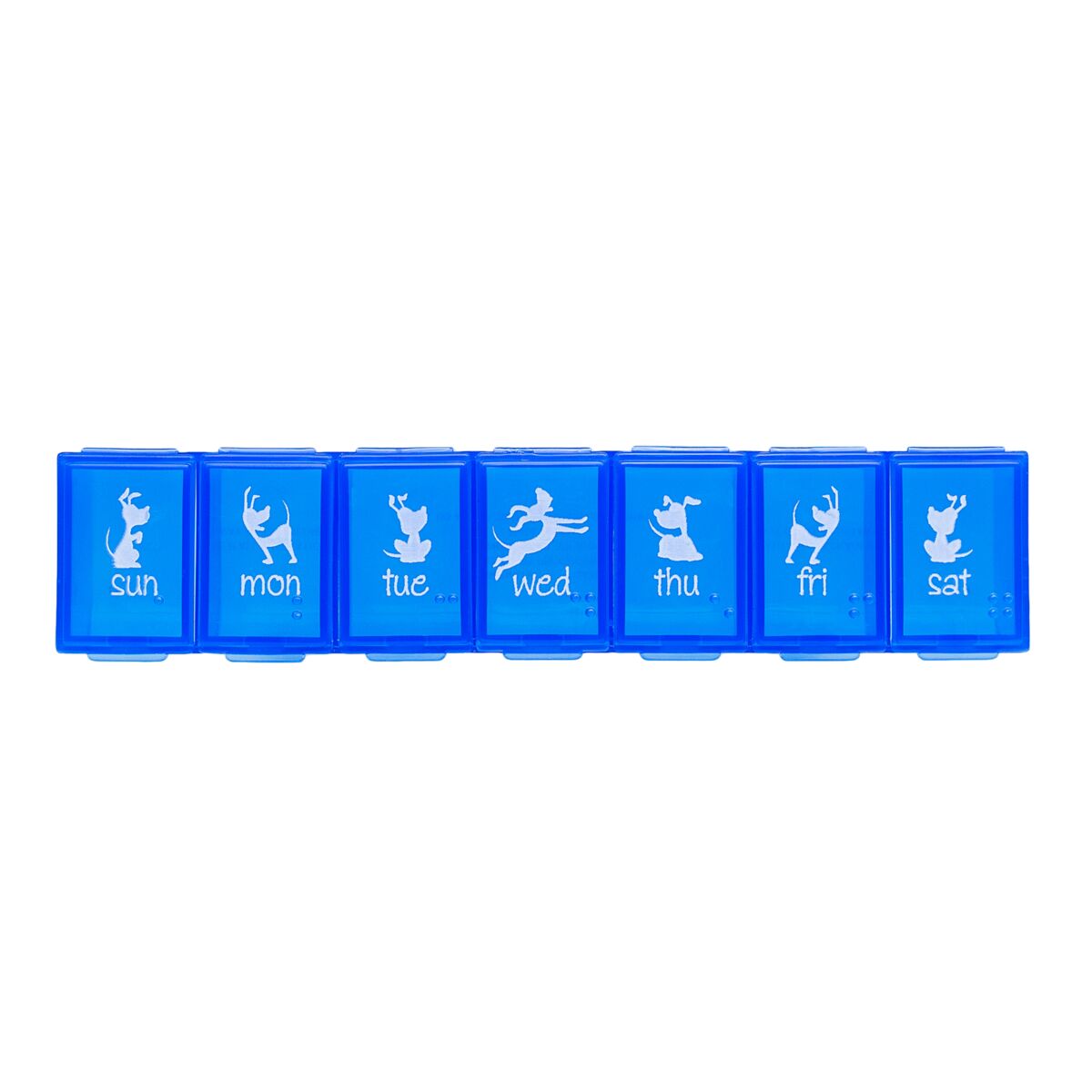 Front image of weekly pill organizer for dogs