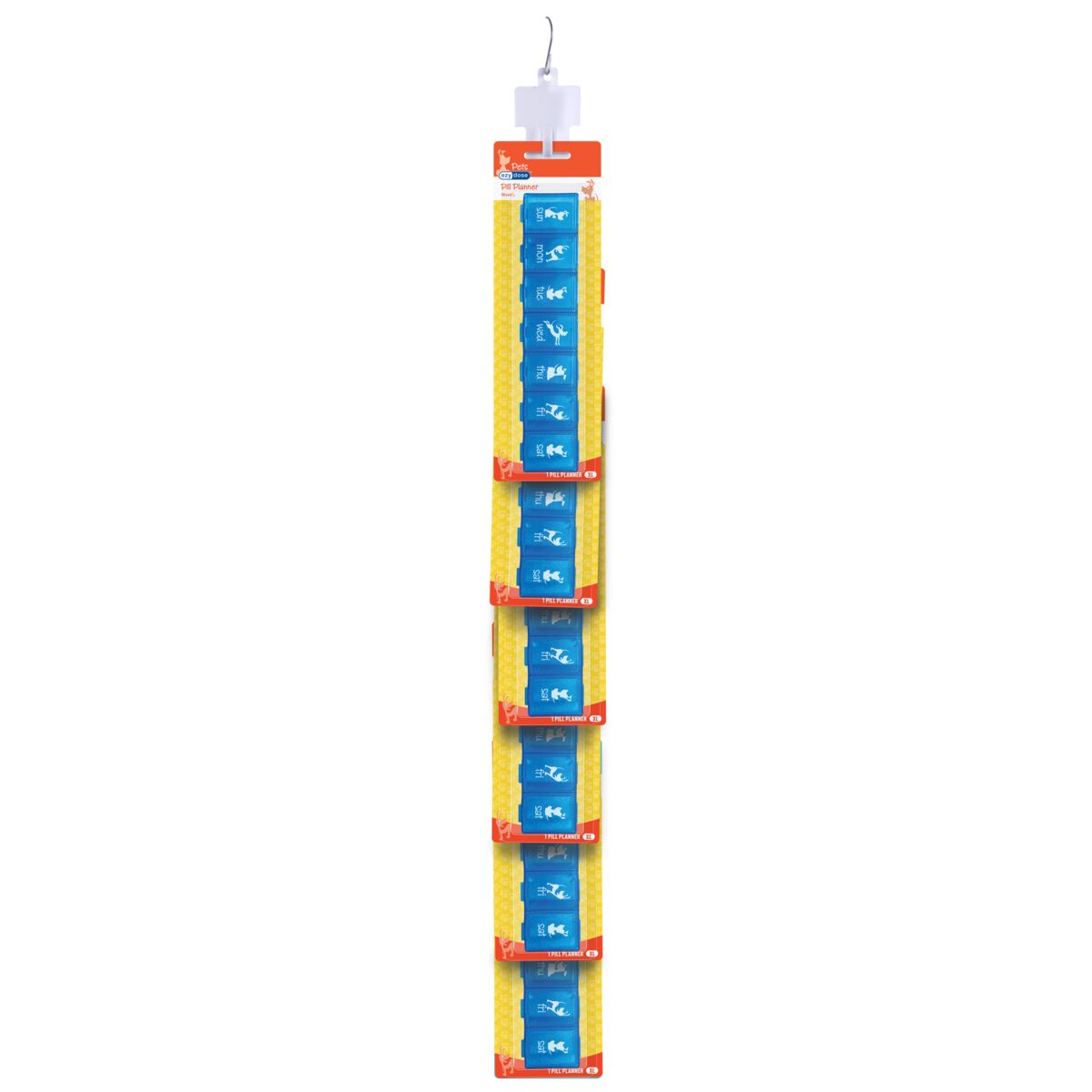 Clip strips for weekly pill organizer display