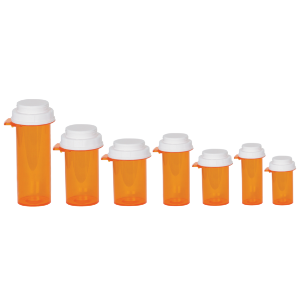 Set of Push-Tab Plastic Vial with Reversible Caps | Apothecary Products