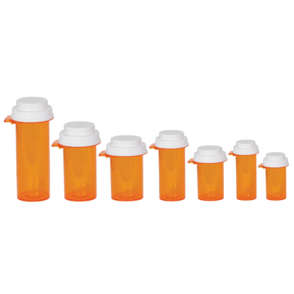 Set of Push-Tab Plastic Vial with Reversible Caps | Apothecary Products
