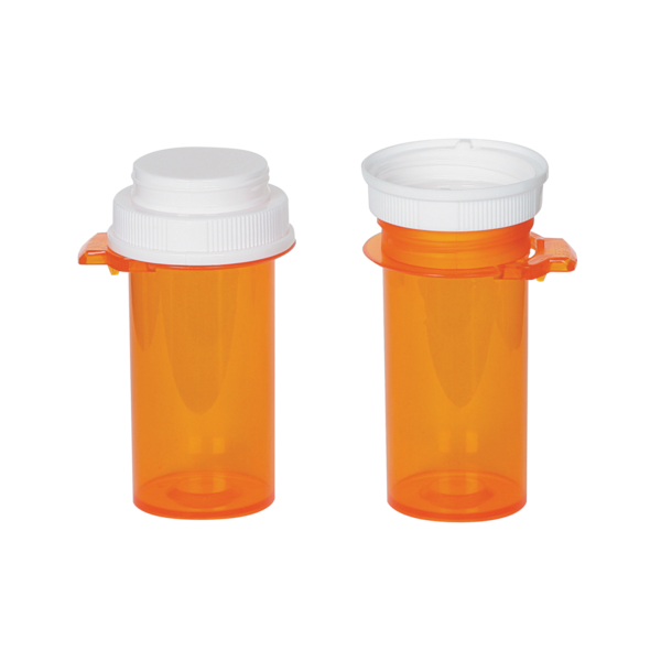 Push-Tab Plastic Vial showing Reversible Cap | Apothecary Products