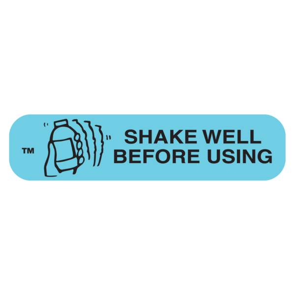"SHAKE WELL BEFORE USING" Medication Label