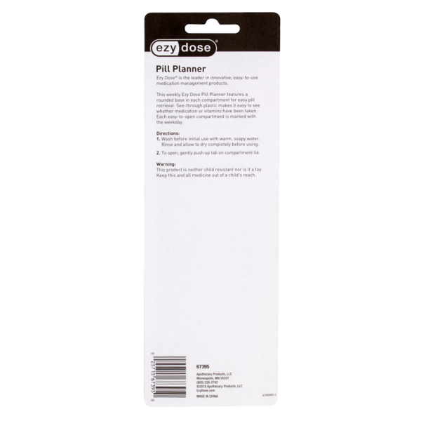 Weekly Elliptical Pill Planner directions