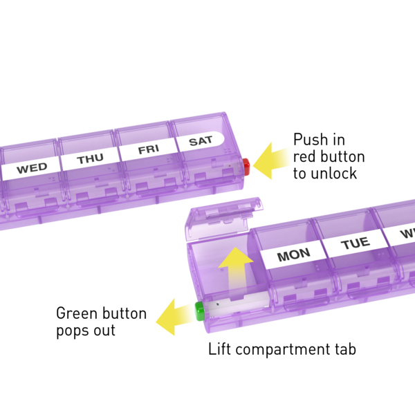 Premium Locking Weekly Pill Planner (XL) instructions