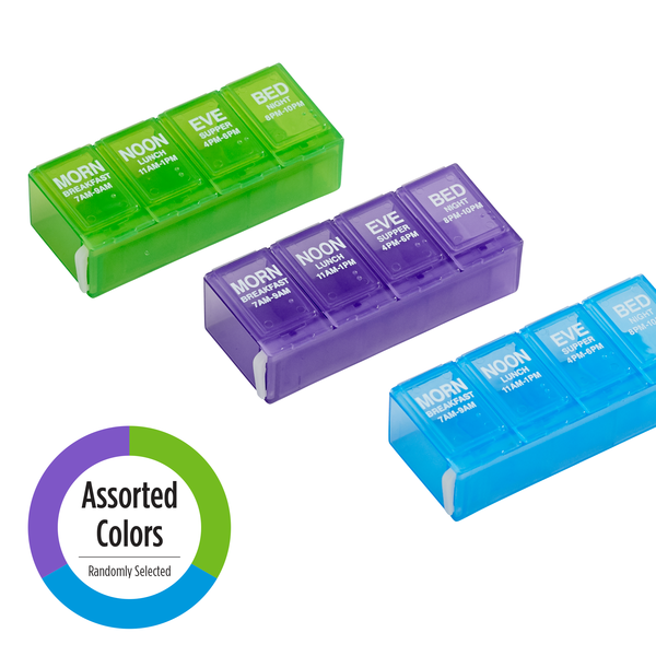 4x/Day Pill Planner (Locking) assorted colors