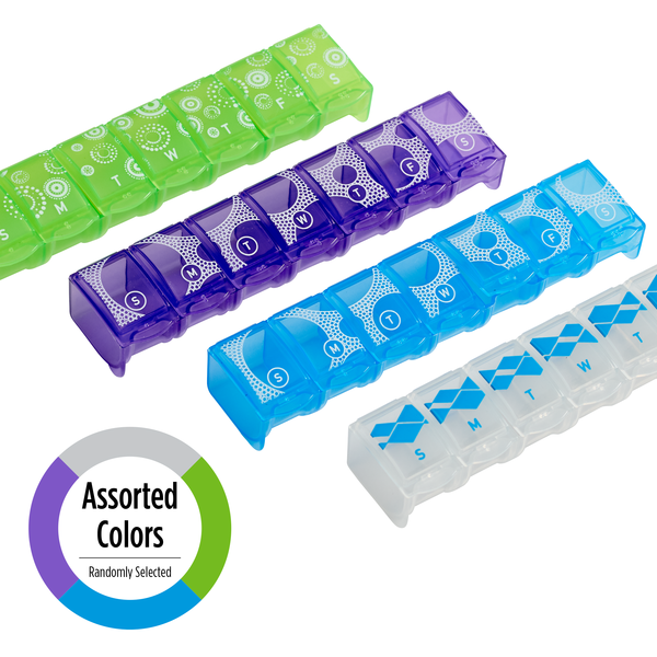 Assorted patterned Weekly Contoured Pill Planner