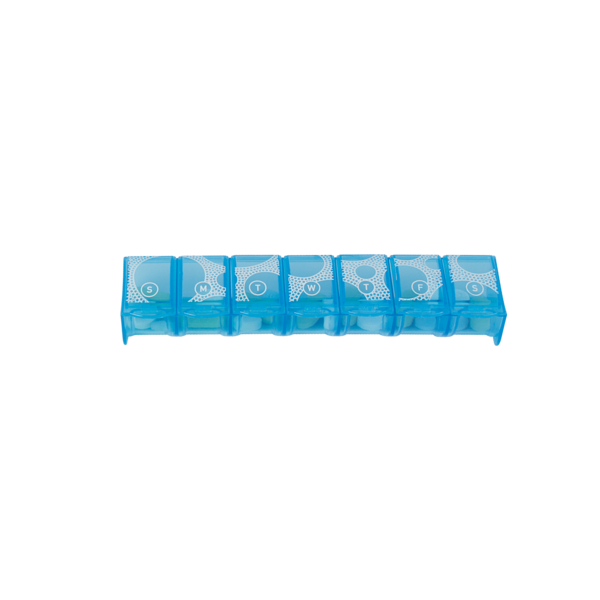 Blue patterned Weekly Contoured Pill Planner