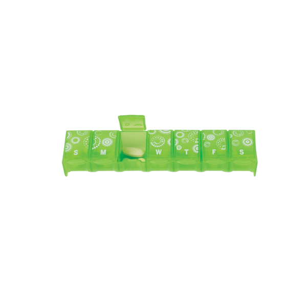 Green patterned Weekly Contoured Pill Planner