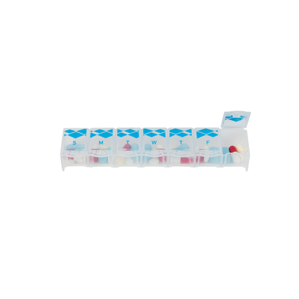 Clear patterned Weekly Contoured Pill Planner