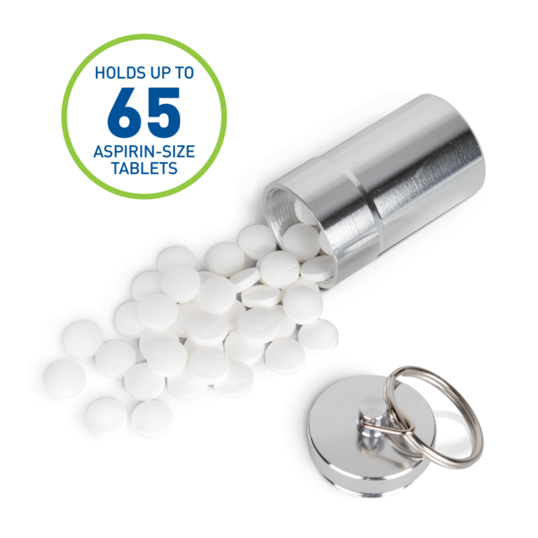 XL Pill Fob Keychain holds up to 65 Aspirin tablets