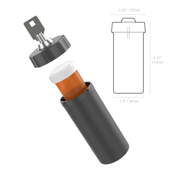 Locking Pill Container dimensions