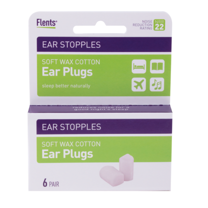 6 pairs of Wax-Cotton Ear Plug Stopples