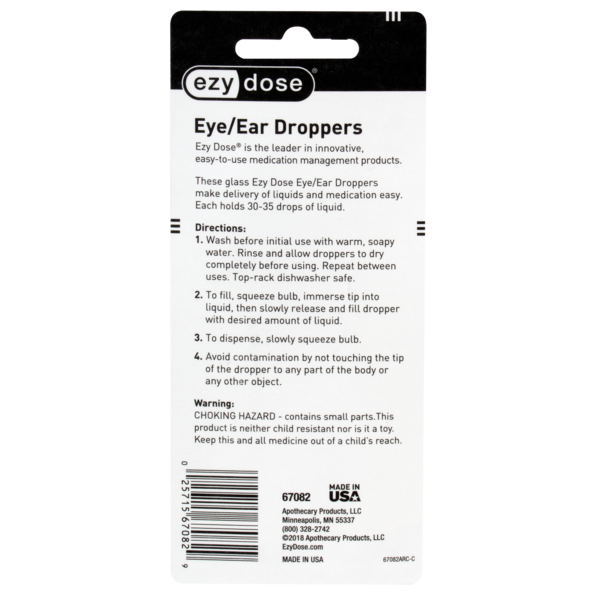 Back packaging of Bent and Straight tip glass dropper