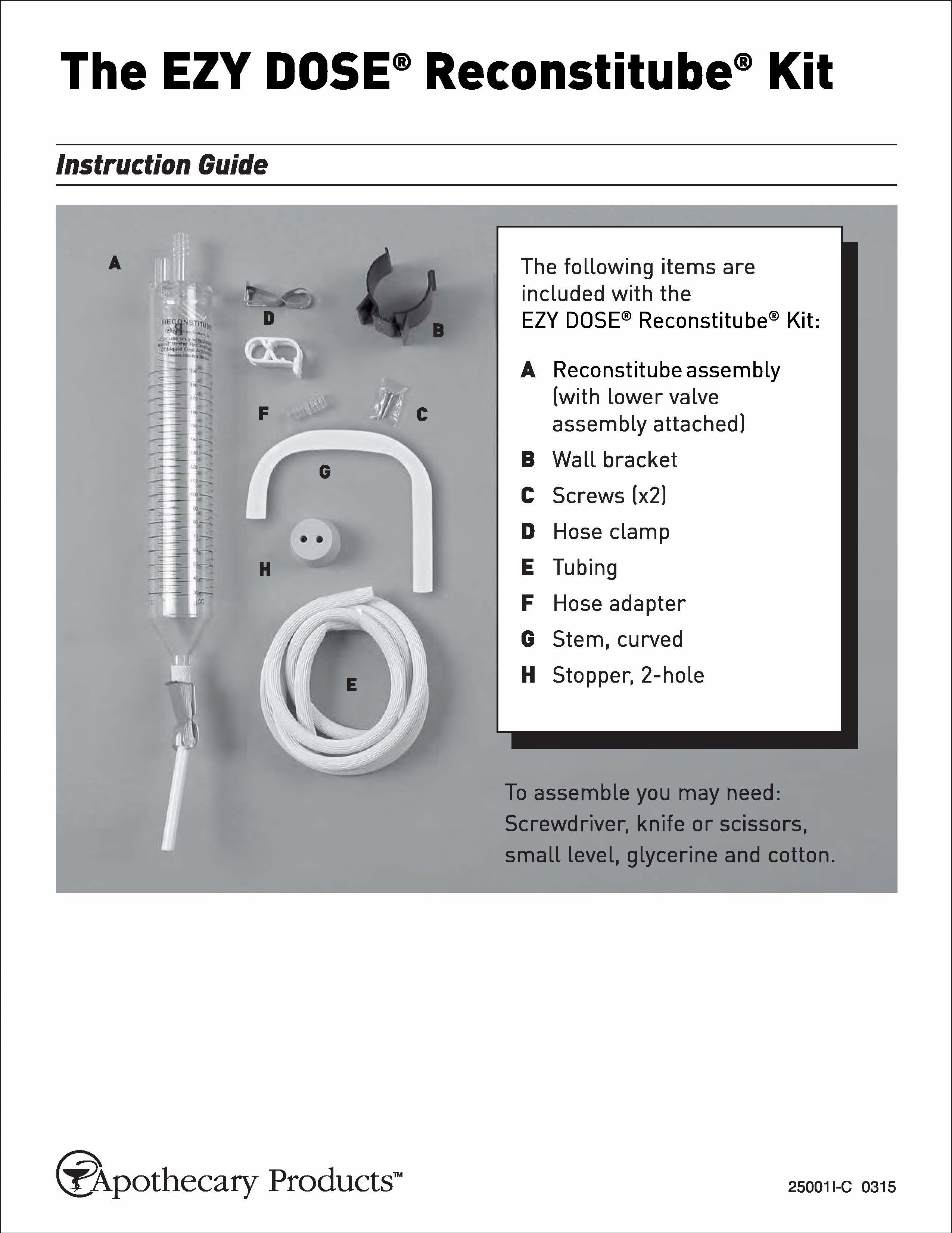 Original Reconstitube® Kit With Pinch Valve | Apothecary Products