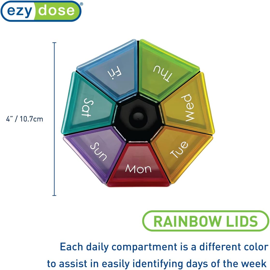 Ezy Dose® Weekly 7-Sided Pill Planner, Rainbow
