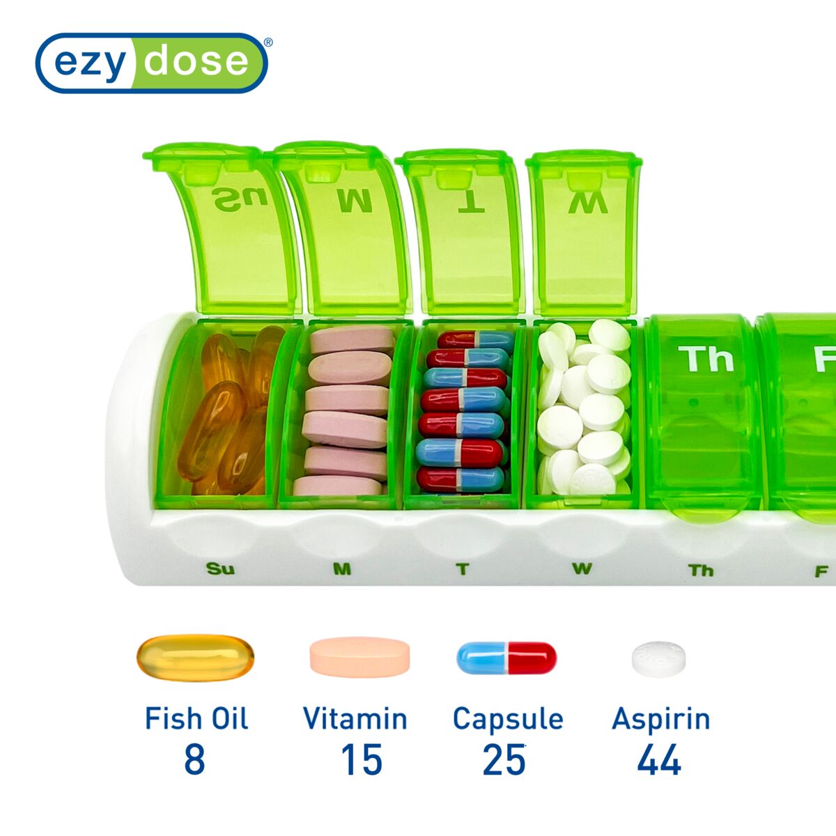 Ezy Dose® Weekly Travel Pill Pods | Removable Daily Compartments ...