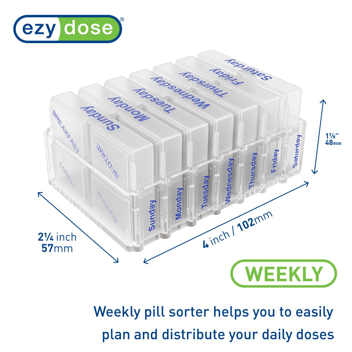 Ezy Dose® Weekly Pill Chest with Removable Daily Compartments