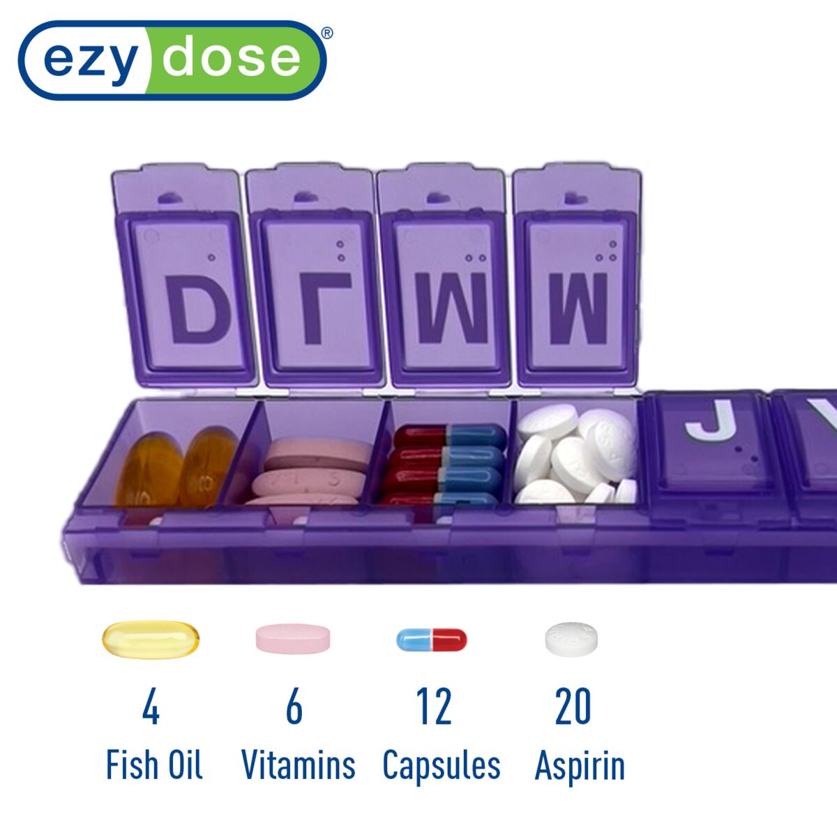 Ezy Dose® Locking Weekly Pill Planner (Large) *SPANISH*