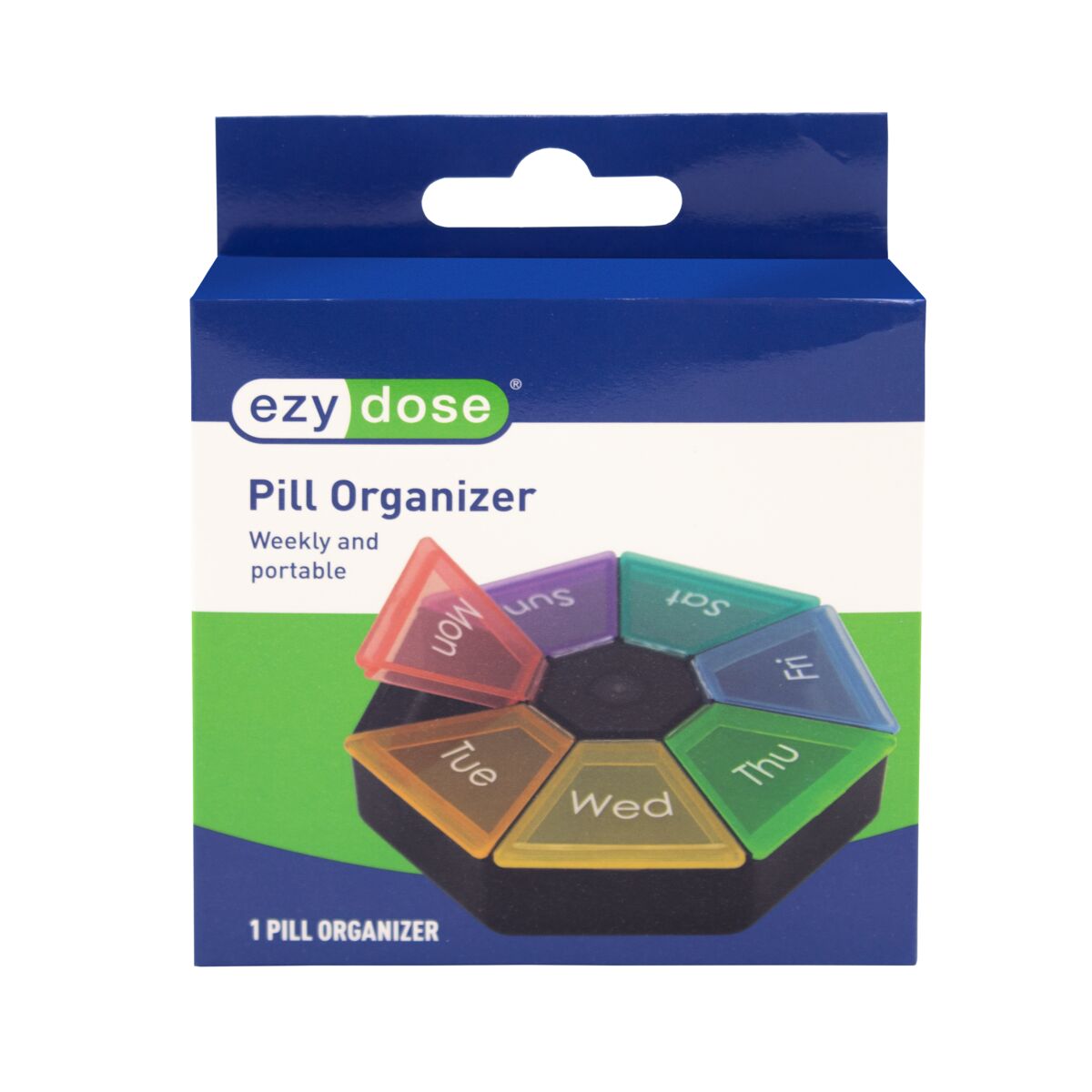 Ezy Dose® Weekly 7-Sided Pill Planner, Rainbow