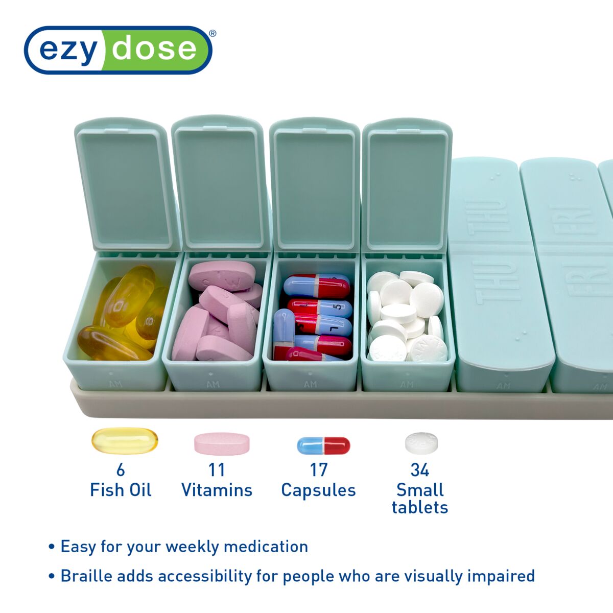 Ezy Dose® Weekly AM/PM Matte Embossed Pill Organizer