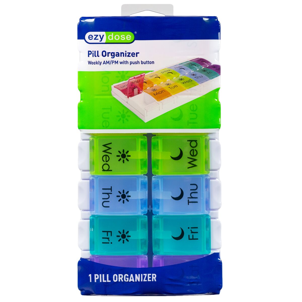 Ezy Dose® Weekly 2x/Day Pill Planner, Rainbow