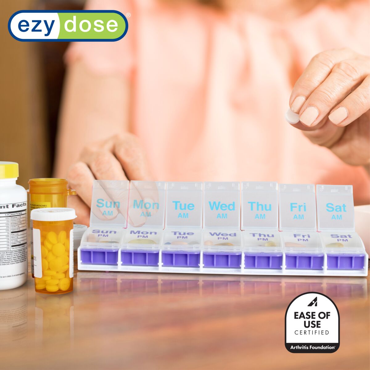 Ezy Dose® Push Button Daily AM/PM Pill Organizer (XL)