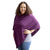Front of woman wearing purple nursing cover